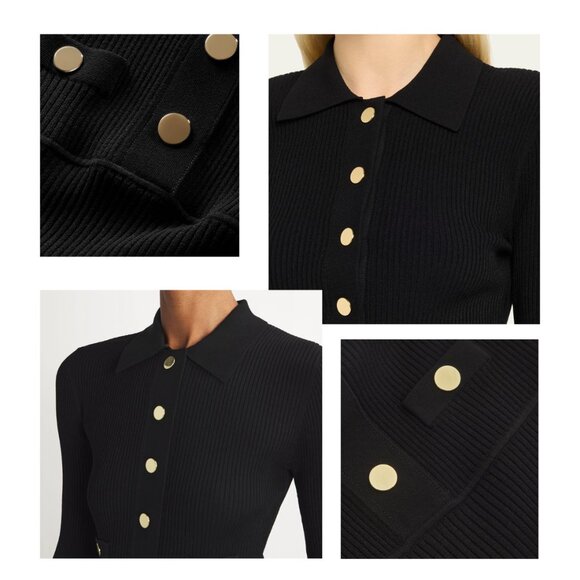 NWT - Veronica Beard Lauper Long-Sleeve Ribbed Mini Sweater Dress - Picture 5 of 6